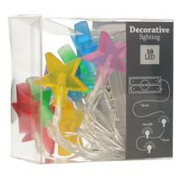 Lichtslinger/lichtsnoer met 10 gekleurde sterretjes verlichting 100 cm op batterijen - thumbnail