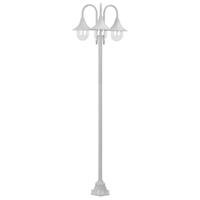 Paalverlichting tuin E27 220 cm aluminium wit 3-delig