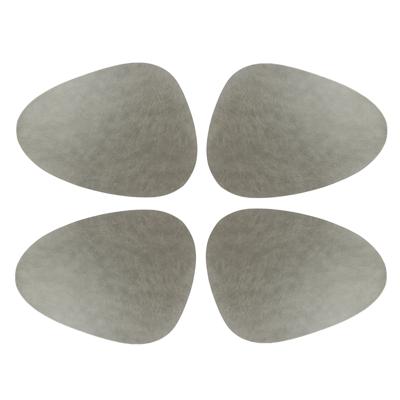Unique Living placemats Floris lederlook - 6x - 39 x 30 cm - zilver - PU leather - tafel