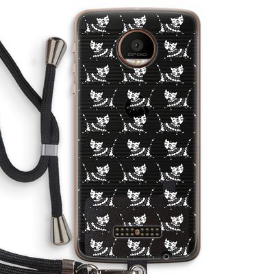 Zwarte poes: Motorola Moto Z Force Transparant Hoesje met koord
