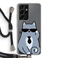 Cool cat: Samsung Galaxy S21 Ultra Transparant Hoesje met koord
