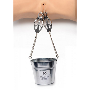 XR Brands Slave Bucket Labia and Nipple Clamps - Silver