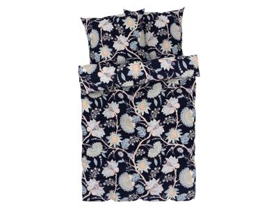 LIVARNO home Satijnen dekbedovertrek 200 x 200 cm (Bloemen/donkerblauw)