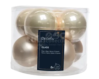 Kerstballen Glas Ø7cm Parel 8st