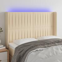Hoofdbord LED 147x16x118/128 cm stof crèmekleurig