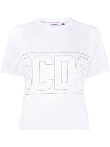 GCDS t-shirt crop à logo clouté - Blanc