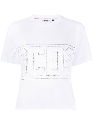 GCDS t-shirt crop à logo clouté - Blanc