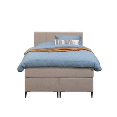 Boxspring Liv geblokt - beige - 120x200 cm - slanke poot - Leen Bakker