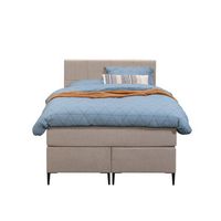 Boxspring Liv geblokt - beige - 120x200 cm - slanke poot - Leen Bakker