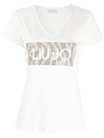 LIU JO t-shirt strassé à col v - Blanc