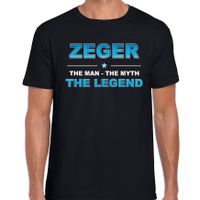 Naam cadeau t-shirt Zeger - the legend zwart voor heren