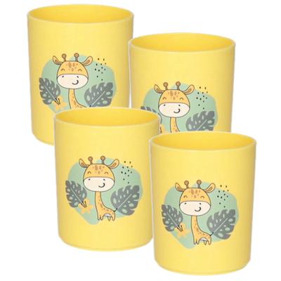 Plasticforte Drinkbekers - 12x - kunststof - 350 ml - geel - giraf - kinderen - camping