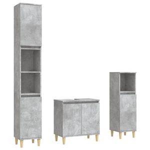 The Living Store Badmeubelset - betongrijs - 58 x 33 x 60 cm - opbergruimte en duurzaam hout