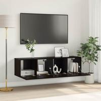 TV-kastset Zwart Eiken Geëngageerd hout Klein TV-kast