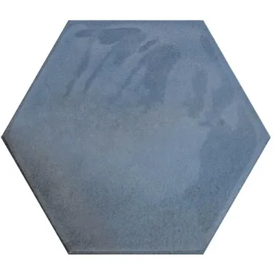Hexagon Moon Blue glans 16x18 blauw