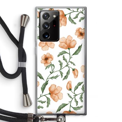 Peachy flowers: Samsung Galaxy Note 20 Ultra / Note 20 Ultra 5G Transparant Hoesje met koord