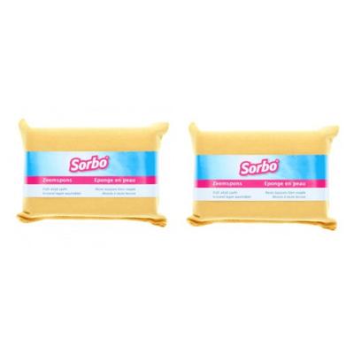 Sorbo Zeemspons - 2x - ramen/huishoud - 11 x 7 x 3 cm - zemen - zeemsponzen