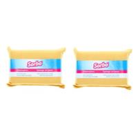 Sorbo Zeemspons - 2x - ramen/huishoud - 11 x 7 x 3 cm - zemen - zeemsponzen