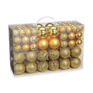 100x stuks kunststof kerstballen goud 3, 4 en 6 cm