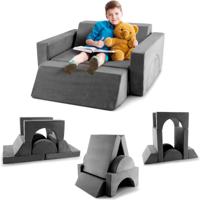 Modulaire Kinderbank Speelbank Modulaire Bank met Afneembare Overtrek Peuterbank voor Speelkamer en Kinderkamer (Grijs)