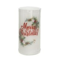 LED kaars/stompkaars - Merry Christmas - wit - H15 cm - thumbnail