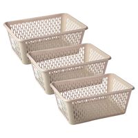 Opbergmand/kastmandje - 3x stuks - 6,5 liter - beige - kunststof - 20 x 30 x 11 cm