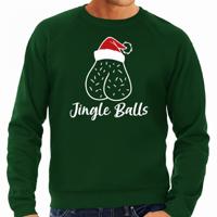 Foute humor Kersttrui / sweater voor heren - jingle balls - groen - kerstmuts