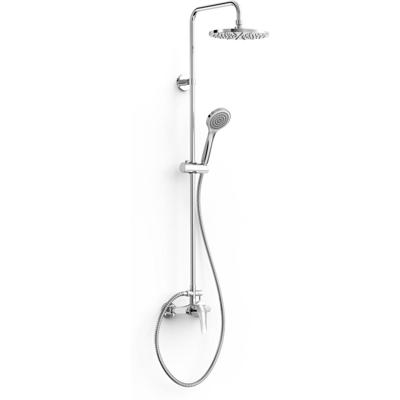 Regendouche set Tres Base Plus | Opbouw | Mengkraan | 2-weg | Rond | Chroom