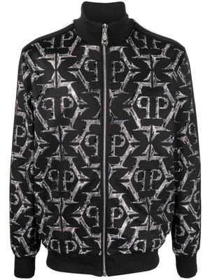 Philipp Plein veste de moto zippée à ornements strassés - Noir