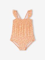 Badpak voor meisjesbaby met bloemenprint abrikoos - thumbnail