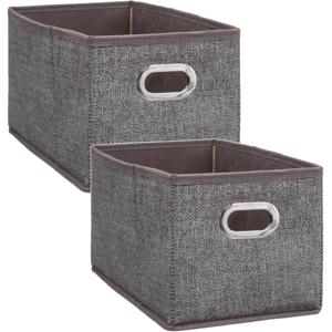 Opbergmand/kastmand - Set van 2x stuks - bruin - linnen - 7 liter - 31 x 15 x 15 cm - Opbergbox - Va