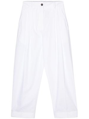 Studio Nicholson pantalon en coton Acuna à taille haute - Blanc