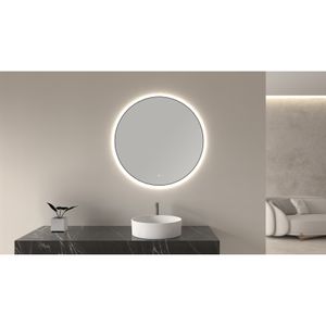 Badkamerspiegel Wiesbaden Novi | 80 cm | Rond | Indirecte LED verlichting | Touch button | Zwart mat