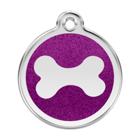 Bone Purple glitter hondenpenning large/groot dia. 3,8 cm - Reddingo