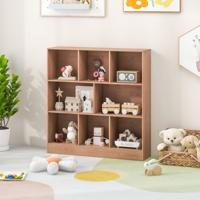 8-Vaks Boekenkast 3-Niveau Vrijstaande Opbergkast met 2 Anti-Kantelsets 100 cm Houten Displayplank voor Woonkamer Slaapkamer Kantoor