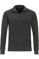 Casa Moda Casual Regular Fit Half-Zip Sweater groen, Effen