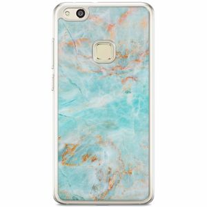 Huawei P10 Lite siliconen hoesje - Turquoise marmer