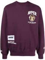 AAPE BY *A BATHING APE® sweat en jersey à logo appliqué - Violet