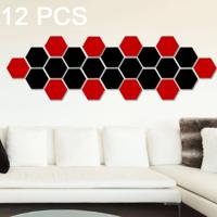 12 stuks 3D zeshoekige muur Stickers mirrorset grootte: 4*4cm(Black)