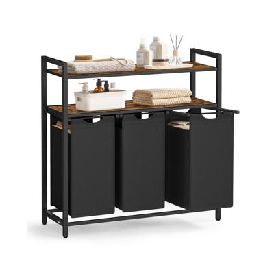 Wasmand met 2 vakken, Vintage bruin + zwart / 120 L