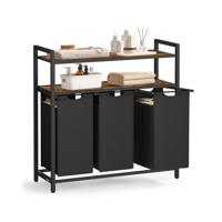 Wasmand met 2 vakken, Vintage bruin + zwart / 120 L