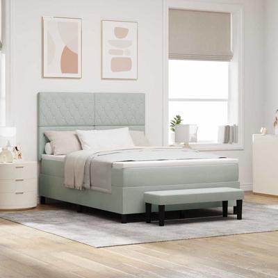 Boxspring Bed met Matras & Bank Lichtgrijs 140x190 cm Fluweel