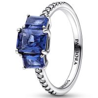 Pandora 192389C01 Ring Blue Rectangular Three Stone zilver-zirconia blauw-wit