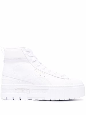 PUMA baskets montantes en cuir à logo imprimé - Blanc