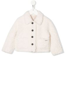 TWINSET Kids veste boutonnée en peau lainée - Blanc