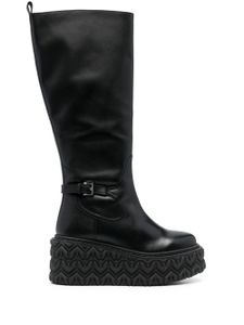 Patrizia Pepe 80mm logo-embossed sole boots - Noir