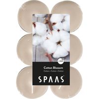 12x Maxi geurtheelichtjes Cotton Blossom/beige 10 branduren - thumbnail