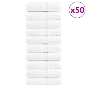 VidaXL Premium washandjes solund 50 stuks wit 30x30 cm 600 g/m²