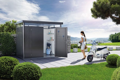 Biohort Metalen tuinhuis Highline H6 315x315x222 cm met dubbele deur- Plat dak- Metaal- Biohort