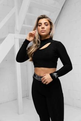 Malelions Sparkling Cut-Out Crop Top Dames Zwart - Maat M - Kleur: Zwart | Soccerfanshop